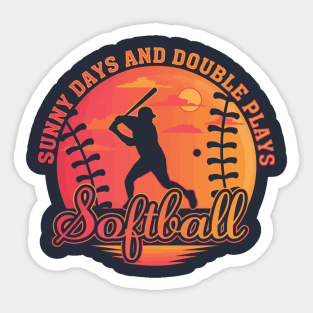 Sunny Days and Double Plays Softball Summer Sunset Fastpitch Original Sticker